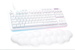 White keyboard with white wristrest.